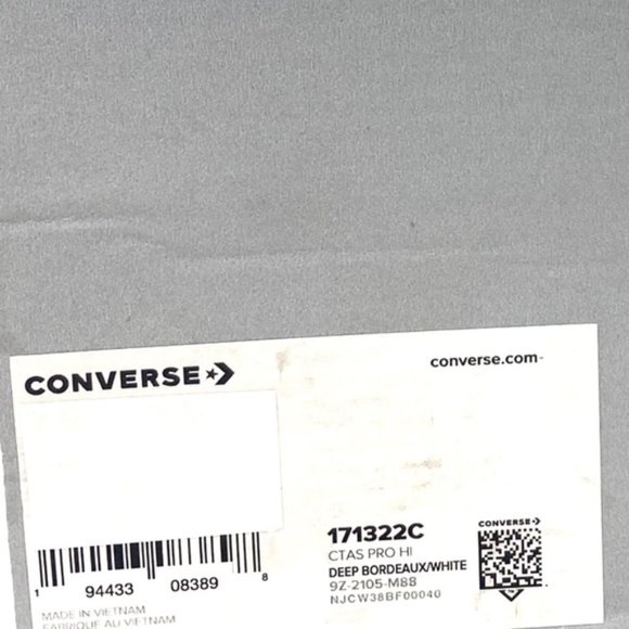 Converse CTAS Pro Hi Shoe For Women Canvas Deep Bordeaux Sneakers Casual 171322C - Picture 6 of 7